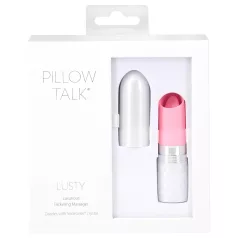   Pillow Talk Lusty - wiederaufladbarer Stabvibrator mit Zunge (weiß-pink)