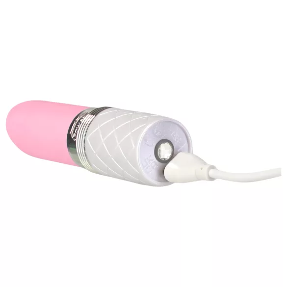 Pillow Talk Lusty - wiederaufladbarer Stabvibrator mit Zunge (weiß-pink)