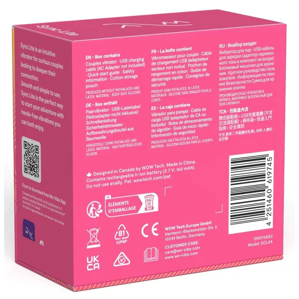 We-Vibe Sync Lite - Paarvibrator mit App- und Fernbedienungssteuerung (Pink)