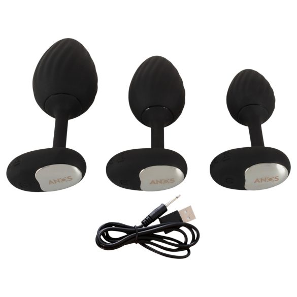 ANOS - vibrierendes Anal-Plug-Set (schwarz)