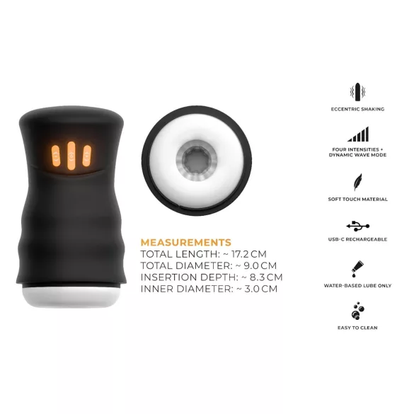 You2Toys Gyro - drehender, vibrierender Masturbator (schwarz)