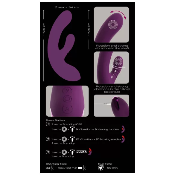 Javida - Hasen-G-Punkt- und Klitorisvibrator (lila)