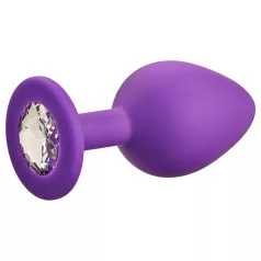 Baseks - Silikon-Analplug mit Kristall (lila) - 8 cm