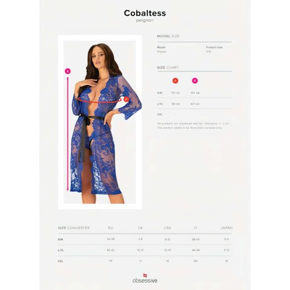 Obsessive Cobaltess - Spitze Morgenmantel (blau) - L/XL