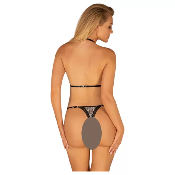 Obsessive Xenita - Transparenter BH-Set mit Muster (Grau) - L/XL