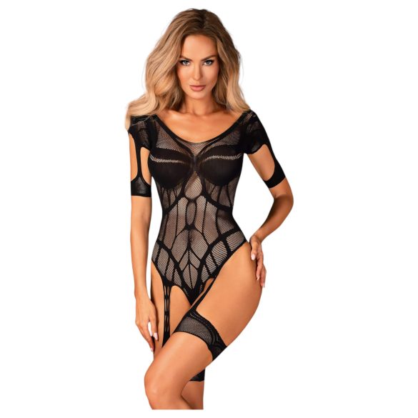 Obsessive - Muster Netz-Body offen (schwarz) -(S-L)