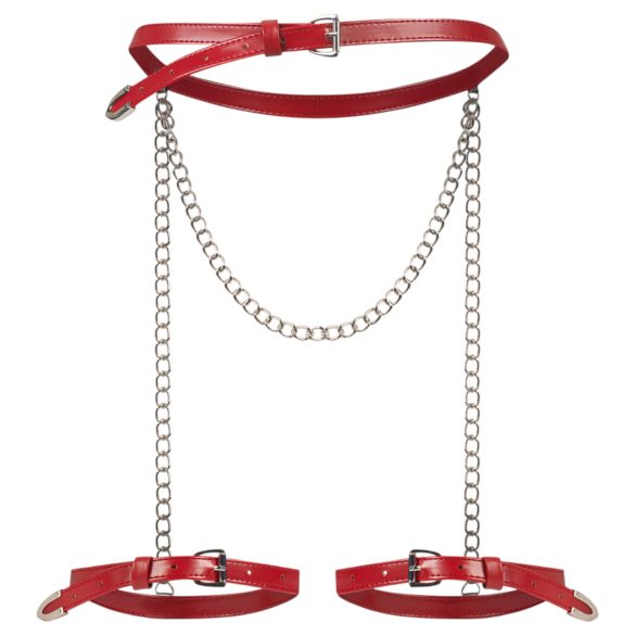 Obsessive Inferro - Leder-Optik Kettenstrumpfhalter (Rot)