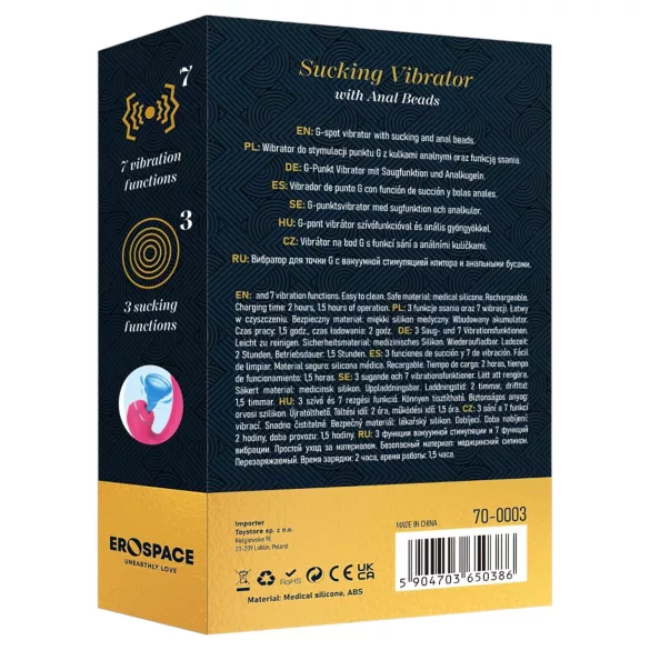 Erospace Sweet Play - G-Punkt-Vibrator mit Analsonde und Saugfunktion (rosa)