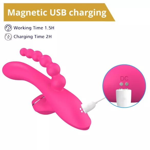 Erospace Sweet Play - G-Punkt-Vibrator mit Analsonde und Saugfunktion (rosa)