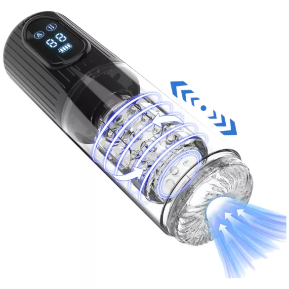 Men's Play - rotierender, saugender, vibrierender Masturbator (schwarz)
