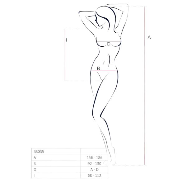 Passion BS035 - Trägerloser, offener Netzbody (Weiß) - S-L