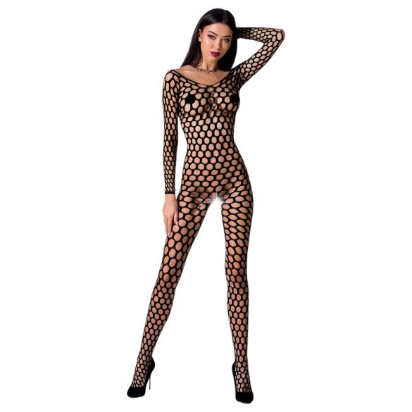 Passion BS077 - Langarm-Netz-Overall (schwarz) - S-L