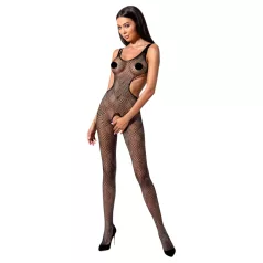   Passion BS085 - schwarzer, gemusterter Mosaik-Overall, offen (S-L)