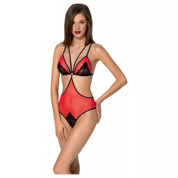 Passion Pfingstrose - Body mit Seitenausschnitt (Rot)