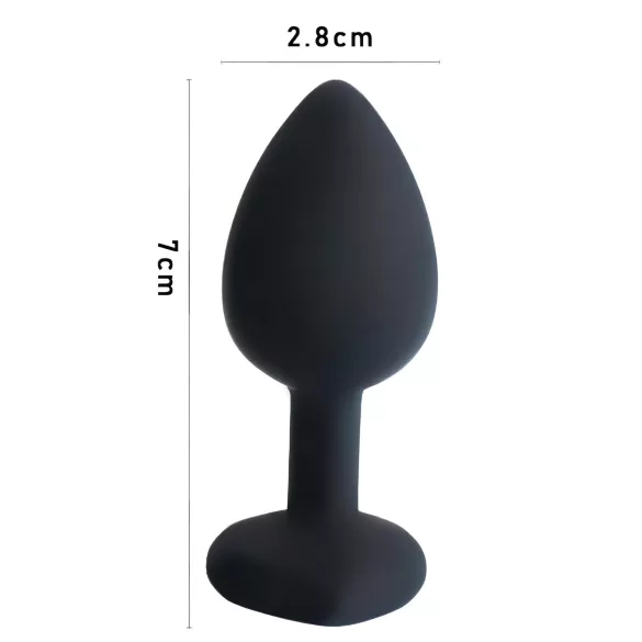 Sunfo - Silikon Analplug Herzschmuck (Schwarz-Pink)
