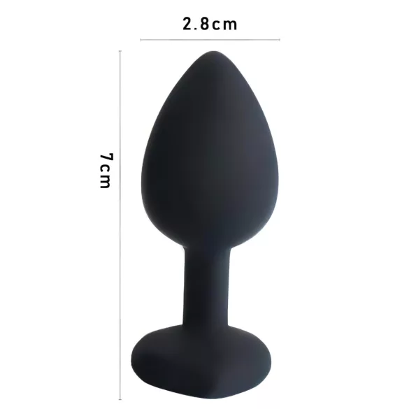 Sunfo - Silikon Analplug mit herzförmigem blauem Stein (schwarz)