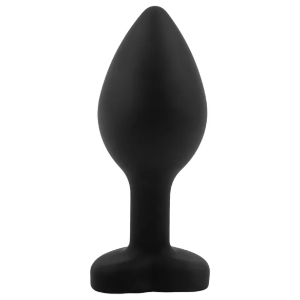 Sunfo - Silikon Analplug mit rotem Herzstein (schwarz)