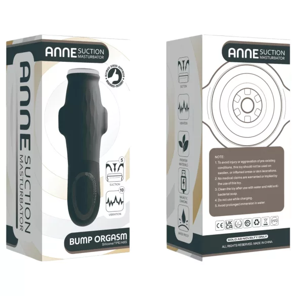 Lonely Anne - Akku, vibrierender Saugmasturbator (schwarz)