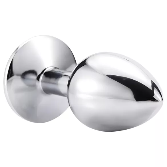 Sunfo - Metall Analplug mit schwarzem Stein (Silber)