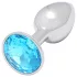 Sunfo - Metall Anal Plug mit hellblauem Stein (Silber)