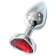Sunfo - Metall-Analplug mit herzförmigem rotem Stein (silber)