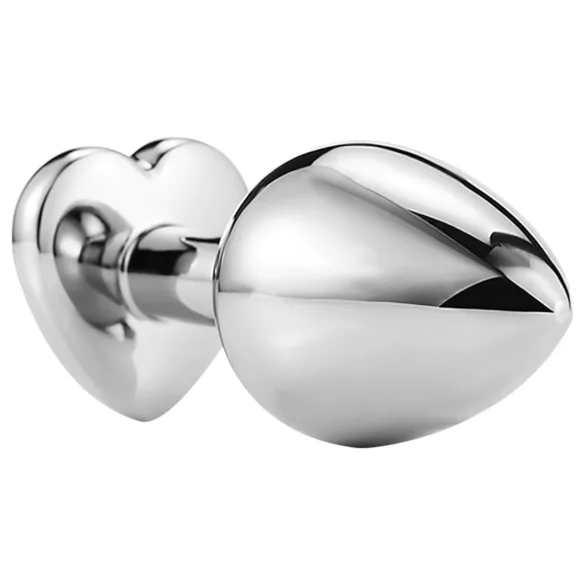 Sunfo - Metall Anal Plug mit Herzförmigem Rosa Stein (Silber)