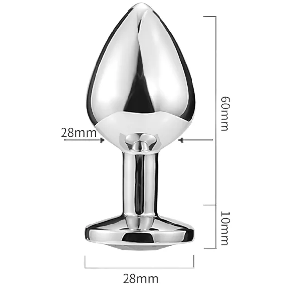 Sunfo - Metall Anal Plug mit Herzförmigem Rosa Stein (Silber)