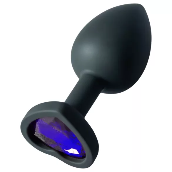 Sunfo - Silikon Analplug mit Herz Kristall (schwarz)