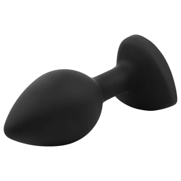 Sunfo - Silikon Analplug mit Herz Kristall (schwarz)