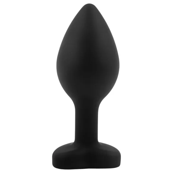 Sunfo - Silikon Analplug mit Herz Kristall (schwarz)