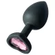 Sunfo - Silikon Analplug mit herzförmigem rosa Stein (schwarz)