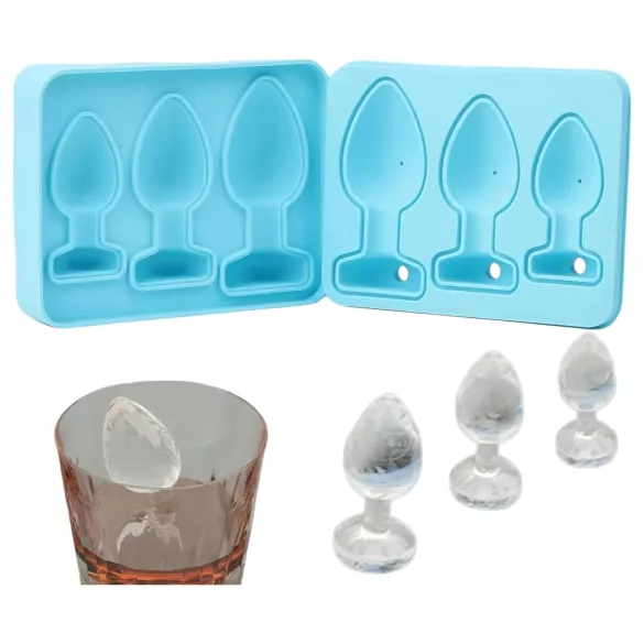 Analplug-Eiswürfelform aus Silikon (blau)