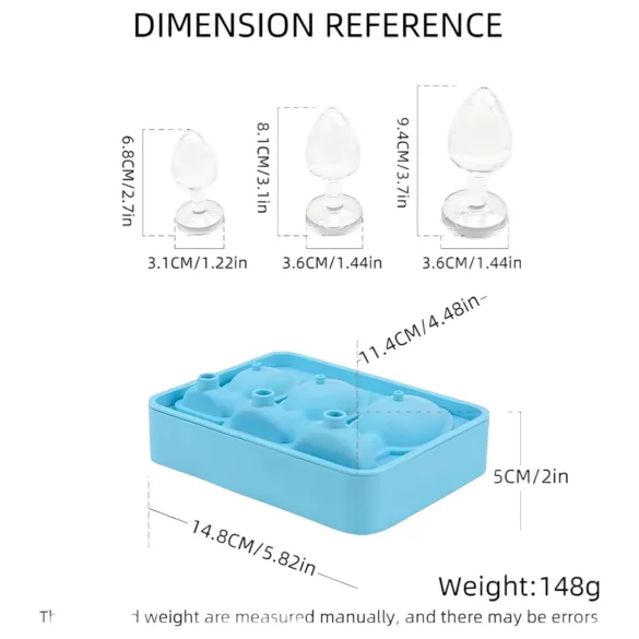 Analplug-Eiswürfelform aus Silikon (blau)