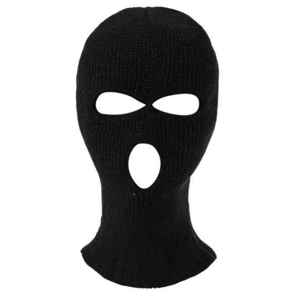 Sturmhaube - gestrickte Maske mit 3 Öffnungen (schwarz)