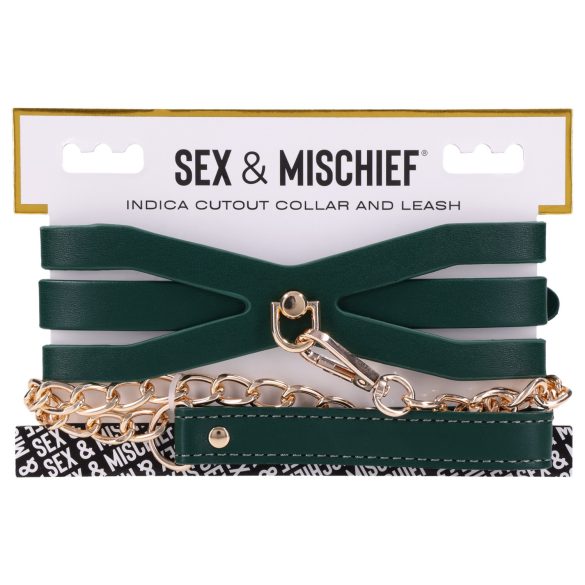 Sportsheets - Halsband mit Leine (grün)