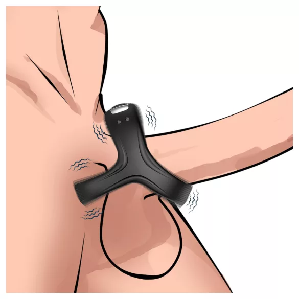 AlvUp - Vibrations-Penis- und Hodenring (schwarz)