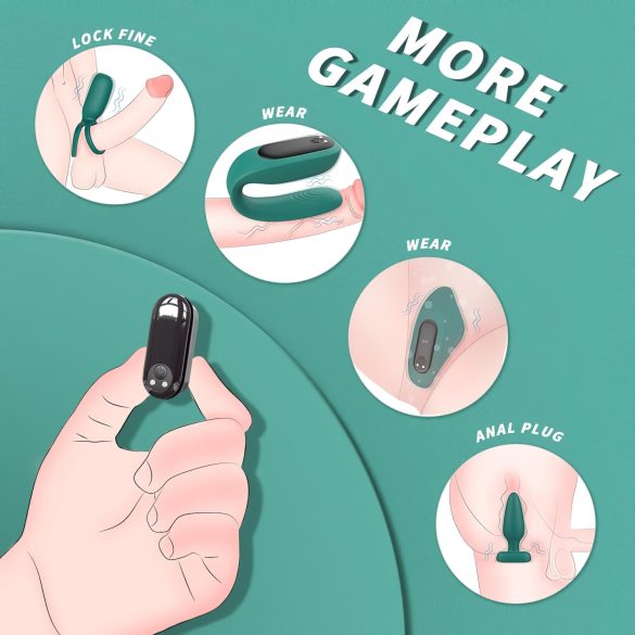 Sex HD - Akku, Fernbedienung, 4-teiliges Vibrator-Set (Grün)