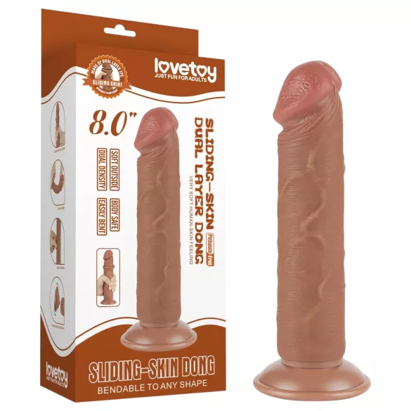 Lovetoy Sliding-Skin - zweischichtiger Saugnapf-Dildo - 20cm (natur)
