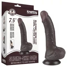   Lovetoy Sliding-Skin - Zweischicht-Dildo mit Saugnapf - 19,5cm (braun)