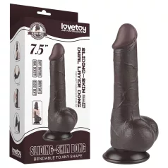   Lovetoy Sliding-Skin - zweischichtiger Hoden-Dildo - 19,5cm (braun)