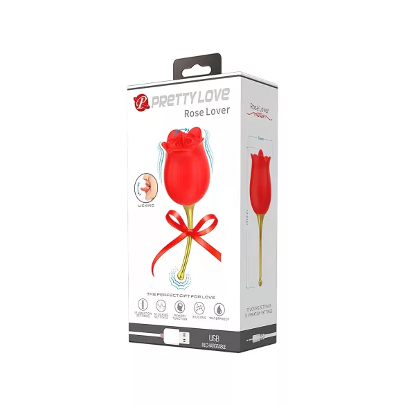 Pretty Love Rose Lover - Zungen-Vibrator 2in1 für die Klitoris (rot)
