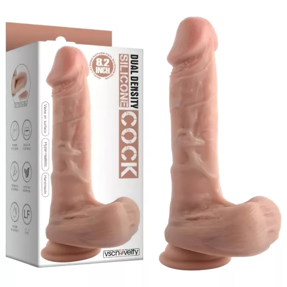 Dual Density - naturgetreuer Dildo mit Saugnapf und Hoden - 20 cm (natur)