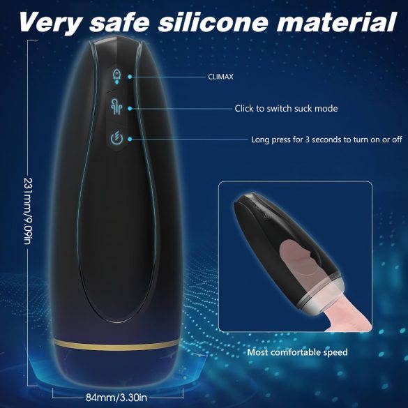 Sex HD Hawk - Akku Masturbator, Vibrierend-Saugend (Schwarz-Weiß)