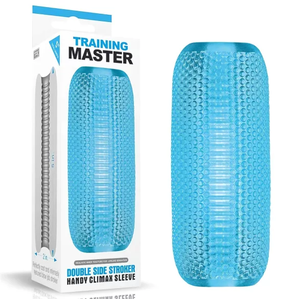 Lovetoy Training Master - 2‑seitiger gerippter Masturbator (blau)