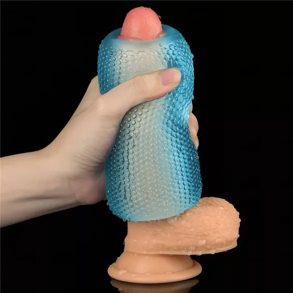 Lovetoy Training Master - 2‑seitiger gerippter Masturbator (blau)