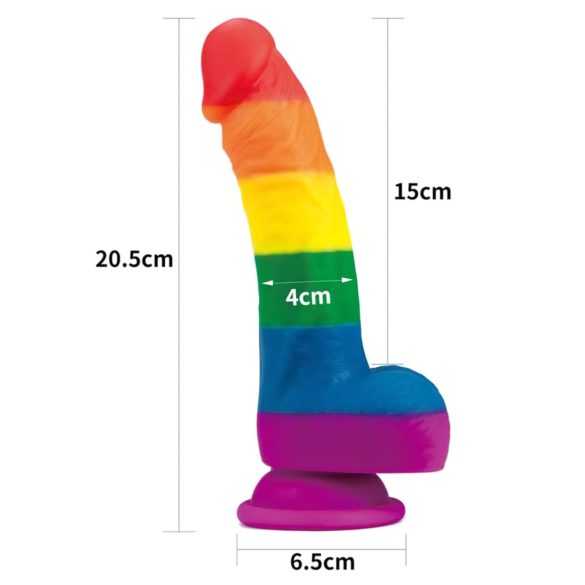 Lovetoy Prider - realistischer Silikon-Dildo - 19cm (Regenbogen)