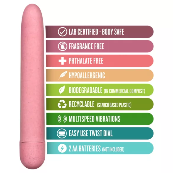 Gaia Eco L - umweltfreundlicher Stabvibrator (pink) - groß