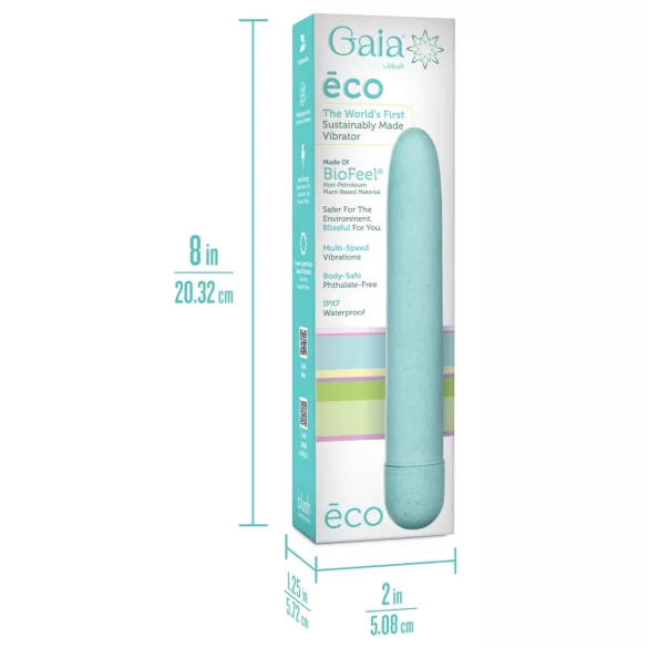Gaia Eco L - umweltfreundlicher Vibrator in Stabform (blau) - groß