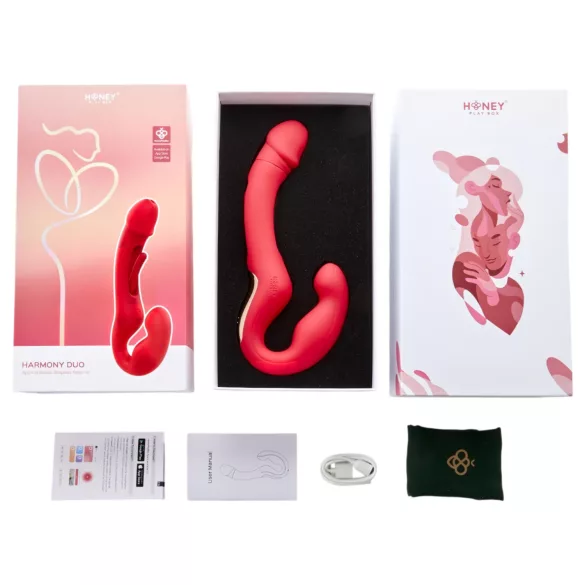 Honey Play Box Harmony Duo - App-gesteuerter umschnallbarer Zungenvibrator (rot)