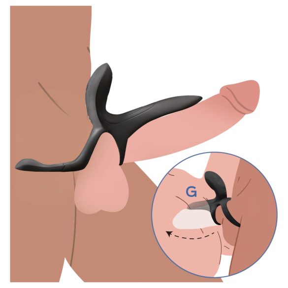 Honey Play Box Pleasure Pivot - Intelligenter Vibrationsring für Penis und Hoden (Schwarz)